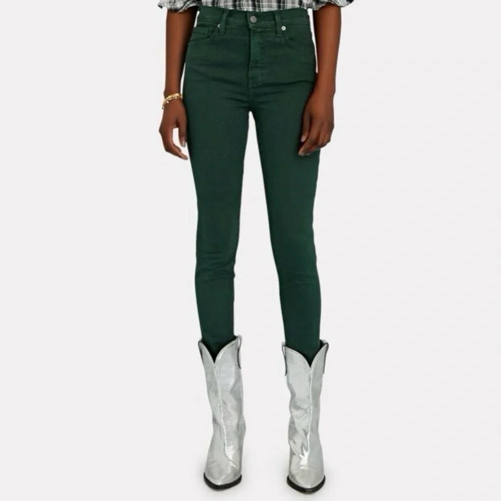 Veronica Beard Debbie High-Rise Skinny Jeans in Evergreen, Size 27